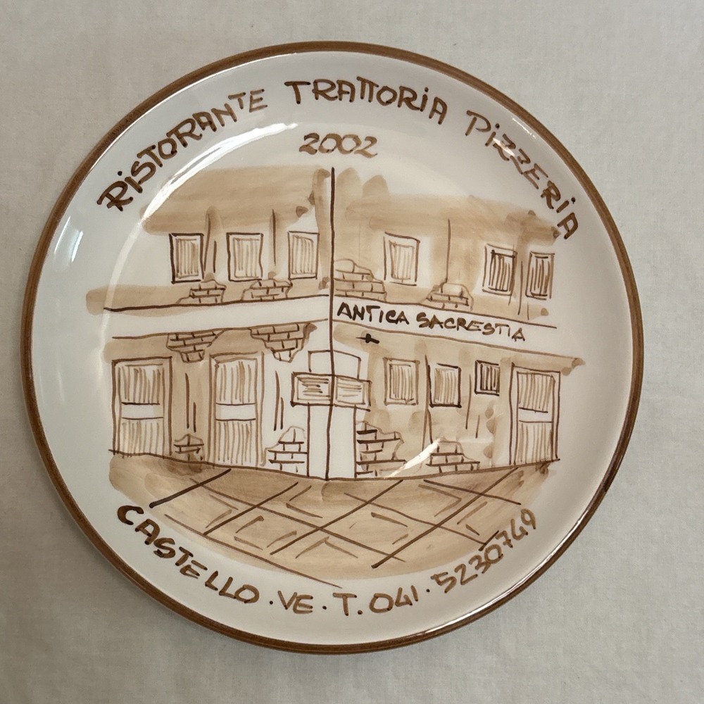 LA ROSA BLU Ristorante Trattoria Pizzeria Venice Plate Made In Italy 2002 7.25in